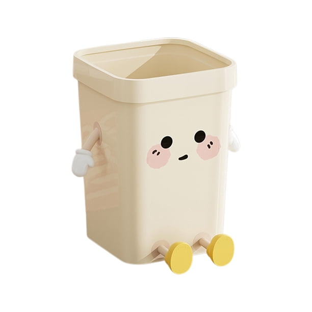 Papelera compacta de tapa abierta, pequeña papelera de plástico con aro de presión para cocina, salón, dormitorio, oficina y baño.