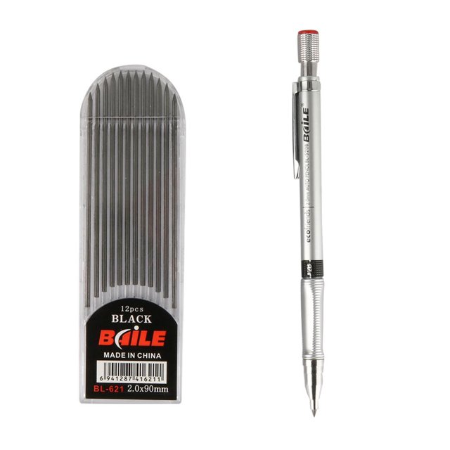 2.0mm Automatic Pencil Writing Point Drawing Design Painting Mechanical Pencil Black/Colorful Refills School Office Stationery