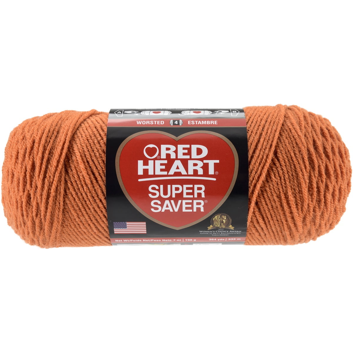 Red Heart Super Saver Carrot Yarn - 3 Pack of 198g/7oz - Acrylic - 4 Medium (Worsted) - 364 Yards - Knitting/Crochet