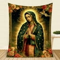 thumbnail image 3 of Virgin Mary-Inspired Flannel Throw Blanket Ultra-Soft Lightweight & Cozy for Couch Bed Camping & Travel Perfect Gift for All Seasons, 3 of 5