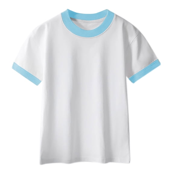 Fesfesfes Boys Girls Shirts Short Sleeve Shirt Breathable T Shirts Soft Basic Tees Kids Tshirts Solid Summer Round Neck Tops 2-13 Years(Light Blue,2 Years)