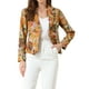 thumbnail image 1 of BLAZER AJUSTADO PARA MUJER INSPIRE CHIC CON SOLAPA CON MUESCA Y ESTAMPADO, CHAQUETA DE TRABAJO ABIERTO L NARANJA-FLORAL, 1 of 6