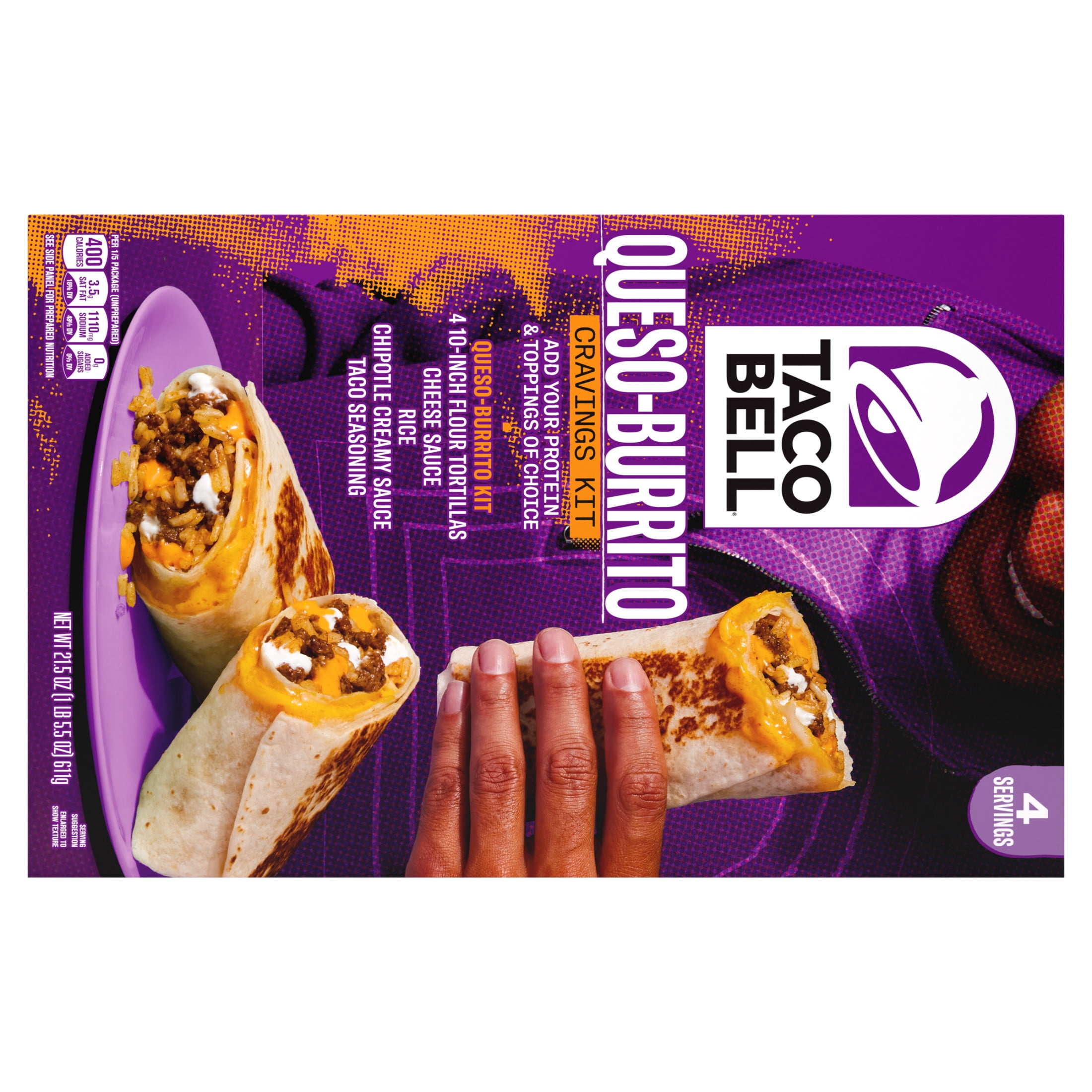 (3 pack) Taco Bell Queso-Burrito Cravings Kit, 21.5 oz Box