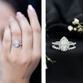 thumbnail image 4 of Rosec Jewels IGI Certified Lab Grown Diamond Wedding Ring Set - E-VS1 Quality - 1 Carat Pear Shaped Engagement Ring with Band, 925 Sterling Silver, US 4.00, 4 of 9