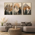 thumbnail image 4 of Set of 3 Mountain Wall Hieng Large Forest Wall Decor Woodcut Wooden Landscape canvas posters Nature Wilderness Hieng Prints Abstract Landscape Painting for Living Room Bedroom Office, 4 of 6