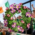 thumbnail image 4 of St Patrick’s Day Green Wreath 14.2 In, Artificial Shamrock Door Or Wall Decor For Indoor Outdoor Use, Gold Accent, Fade Resistant, Seasonal Entryway Highlight, Gift Ready, Easy Hang, 4 of 6