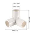 thumbnail image 2 of Accesorio de codo resistente de 3 vías Uxcell, 0.79" de diámetro interior, accesorios de esquina en forma de T, blancos, 10 piezas, 2 of 3