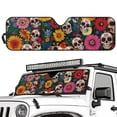 thumbnail image 2 of Psesaysky Front Windshield Sun Shade Sugar Skull Sunflower Foldable Car Sun Shade Fit for SUV Truck Off-road Vehicle, Keep Car Interior Cooler, 2 of 7