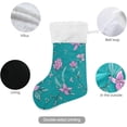 thumbnail image 3 of Coolnut 17.7 Inch Christmas Stockings, 1 PCS Pink Flowers Green Presonalized Large Stocking Sock for Family Holiday Xmas Party Decorations, 3 of 7