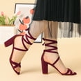 thumbnail image 2 of BLISSFUL STEP Women's Solid Color Lace up High Block Heeled Sandals, 2 of 5