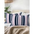 thumbnail image 3 of Outdoor Pillows Waterproof, Navy Blue Pink Striped Bedding Throw Pillows with Insert for Couch Sofa Bed, Modern Minimalist Ombre Lines 12x20 Inch Pillowcases Decorative Camping Patio Pillow Set of 1, 3 of 8