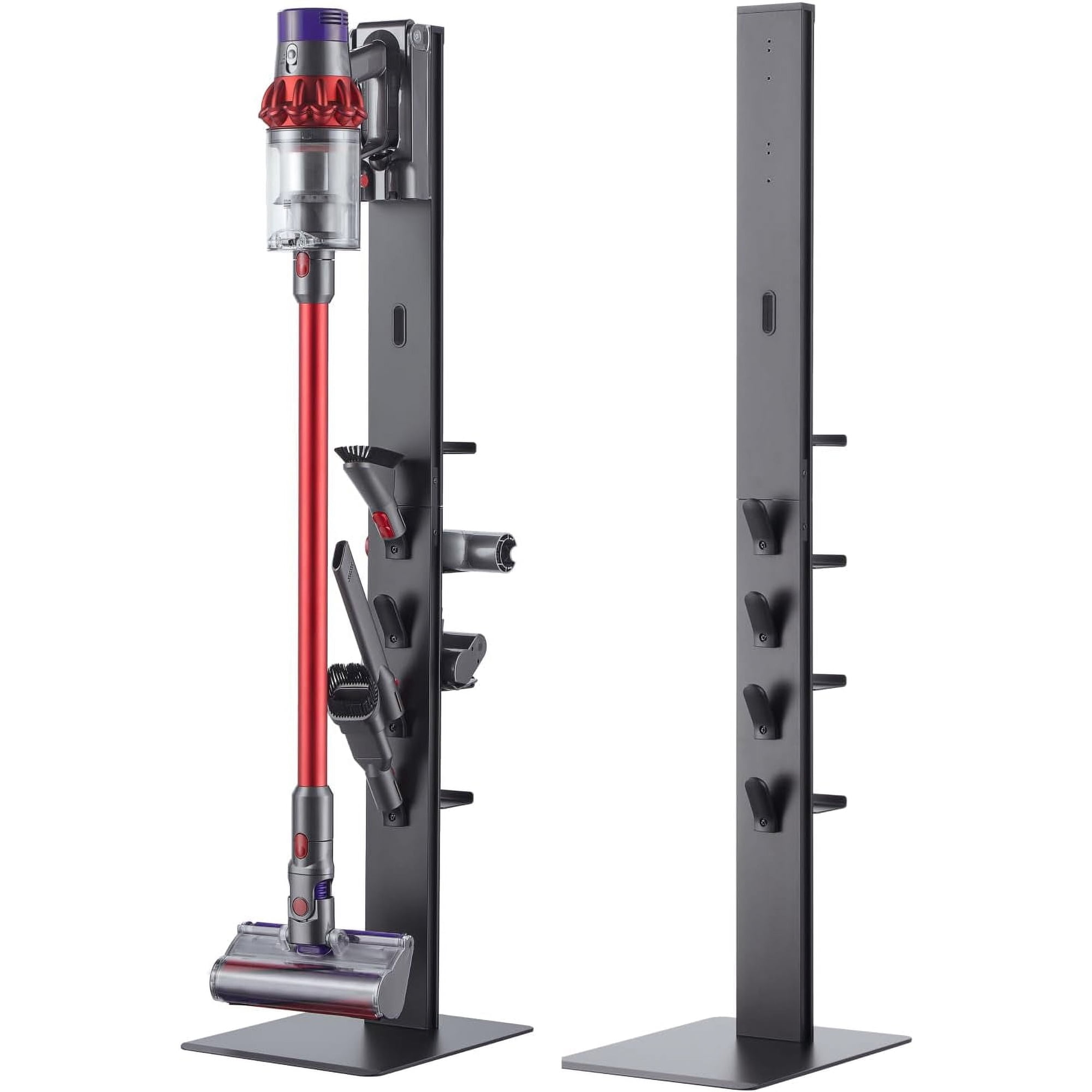 Pegzone Vacuum Cleaner Stand, Compatible with Dyson Gen5 V15 V12 V11 V10 V8 V7 V6, Floor Cordless Vacuums Attachment Holder with 4 Hooks and 4 Shelves, Metal Storage Bracket Organizer, Black