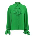 thumbnail image 1 of D&J Fashion Women's Chiffon Shirt Sheer Ruffle Blouse, 1 of 5