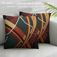 thumbnail image 3 of JEUXUS  Stripes Square Cushion Covers Geometric Throw Pillow Covers for Kids Geometry Red Green Pillow Covers Home Decor Modern Striped Art Abstract Art, 3 of 5