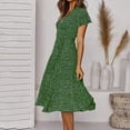 thumbnail image 5 of B91xZ Robe Maxi à Manches Courtes pour Femmes, Col Rond, Décontractée, Ample, Plissée, avec Poches, Vert TG, 5 of 5