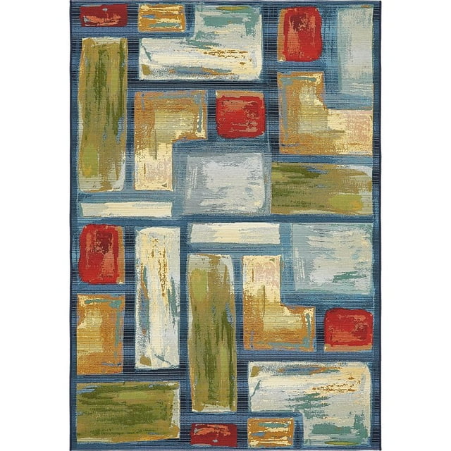 Unique Loom Tapis Espace Géométrique Moderne Extérieur 5' 3 x 8' Rectangle Multi/bleu