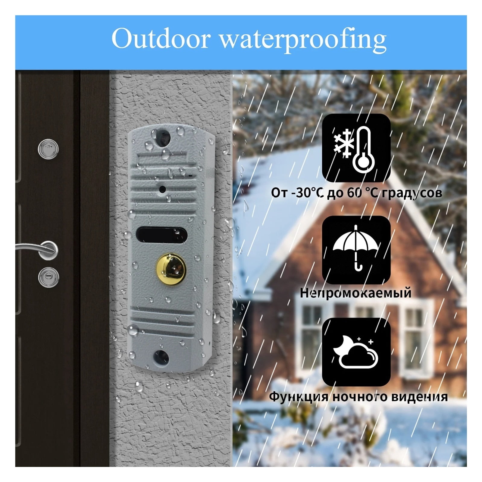7 Inch Video Intercom System Outdoor Metal Doorbell Waterproof Cold Resistan Video Door Phone For Home Night Vision Lock Unlock ,Crystal-Clear 2K