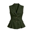 thumbnail image 6 of Stamzod Blazers for Women Business Casual Summer Sleeveless Dress Jacket V-Neck Lapel Ruffled Blazer with Bow Pockets Army Green XL, 6 of 7