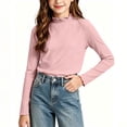 thumbnail image 3 of Acaics Girls' Long-Sleeve Layering T-Shirt: Solid-Color Modal Long-Sleeve Crew Neck Casual High-Neck Top, Ages 1–13, 3 of 7