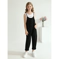 thumbnail image 3 of SILVERCELL 5-14T Girls Casual Sleeveless Jumpsuits Teens Girl Spaghetti Strap Loose Romper Long Pants Overalls with Pockets, 3 of 7