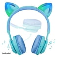thumbnail image 2 of Riwbox Auriculares para niños, CT-7S Auriculares Bluetooth con Oreja de Gato con luz LED, limitación de Volumen de 85 dB, sobre la Oreja con micrófono para computadora portátil/PC/TV (Azul y Verde), 2 of 5