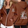 thumbnail image 2 of WILLBEST Sudadera Deportiva para Mujer Ladies' Christmas Printed Zipper Long Sleeved Pocket Adjuststring Casual Hooded Sweatshirt 1738 Grande, 2 of 8