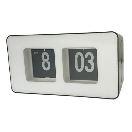 kowaku Auto Flip Clock for Modern Table Desk Clock with Large Pipe Vintage Decorative Alarm Clock Double Side with Visible Digital Numbers in Plastic , White