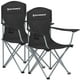 thumbnail image 5 of SONGMICS Silla de Camping, Juego de 2 Sillas de Exterior, Respaldo Alto, Apoyabrazos, Bolsillo para Tazas, Portátil, Plegable, Carga de 330 lbs, Acampada, Jardín, Pesca, Tela OxfordTerraza, Negro, 5 of 9