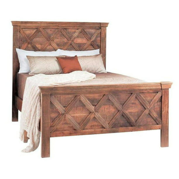 Modern Rustic Wood Panel Bed Frame King, Tall Headboard Bed Frame King
