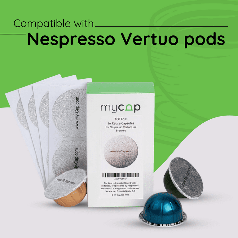 My Cap s 100 Foils to Reuse Capsules for Nespresso VertuoLine Brewers