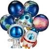 8 Pieces Galaxy Space Balloons Large Outer Space Cartoon Balloons Inflatable Rocket Astronaut Earth Spaceship Planet Balloons Space Themed Party Supplies for Galaxy Birthday Party Photo Booth