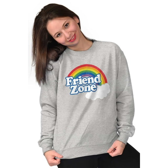 Friend Zone Funny LGBTQ Cute Rainbow Women Crewneck Sweatshirt Brisco Brands M