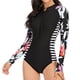 thumbnail image 1 of Traje de neopreno para mujer, manga larga, protección solar, cremallera frontal, color negro, para buceo, natación y surf, talla XXL, 1 of 12
