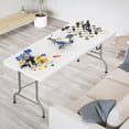 thumbnail image 3 of 6 Foot Plastic Folding Table Portable Long Table for Indoor Outdoor Use Rectangular with Carrying Handle, Smooth HDPE Tabletop, White, 3 of 6