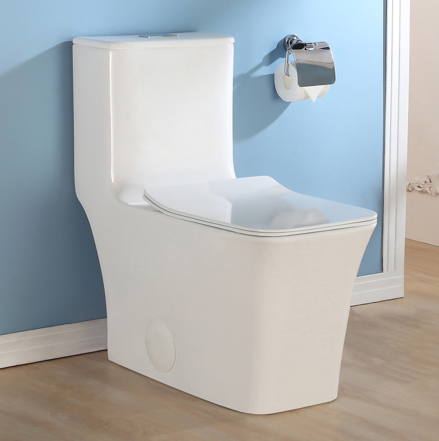 HOROW One-Piece Elongated Dual Flush Toilet for Bathroom Comfort Height 0.8/1.28 GPF