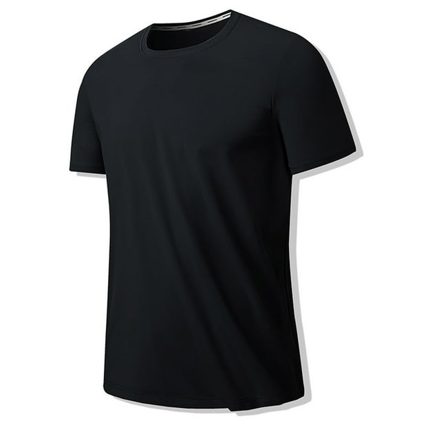 Playera Elvqul Hombre Liso Negro Casual Cuello Redondo Manga Corta Deportivas