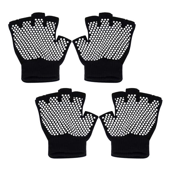 2 Pairs Fingerless Gloves Non-slip Fishing Biking Motorcycle Black