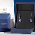 thumbnail image 5 of Gem Stone King 925 Sterling Silver Purple Amethyst and White Lab Grown Diamond Dangle Earrings for Women (3.53 Cttw, Oval Checkerboard 9X7MM), 5 of 6