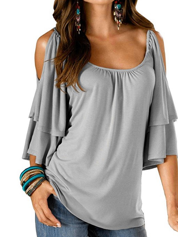 cold shoulder ruffle sleeve top