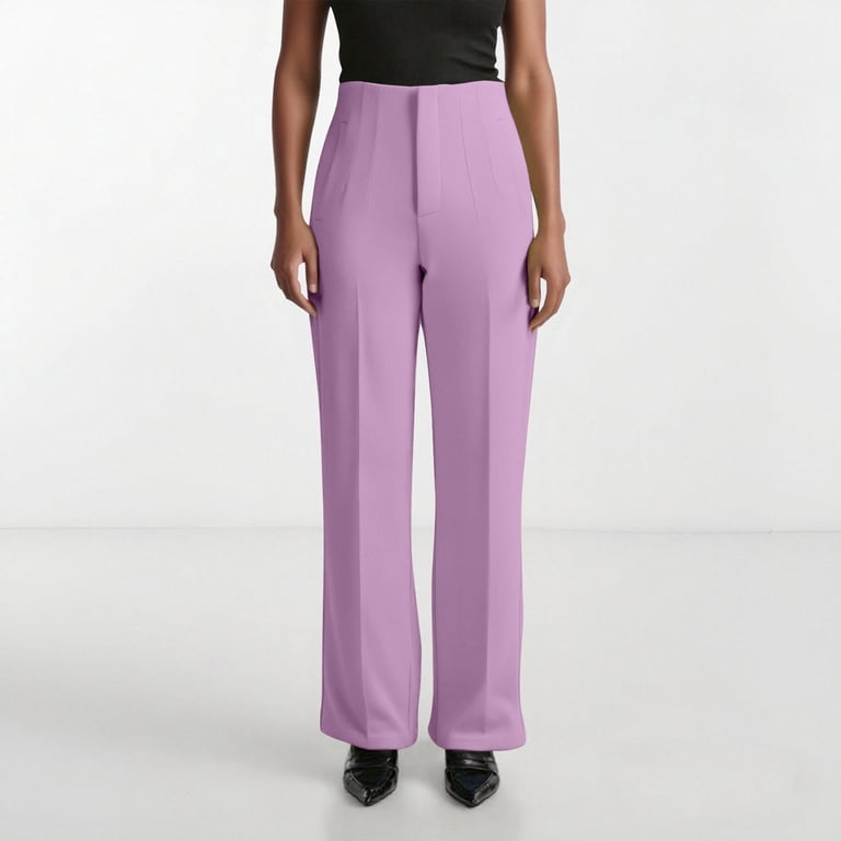 women's purple dress pants Dezsed Stretchy Slim Straight Business Office Casual Work Trousers Lounge Pants with Pockets XXL, Size: 2XL it wont fade and shrink Women's Purple Dress Pants &