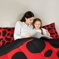 thumbnail image 4 of jejeloiu Kawaii Leopard Print 7 Pieces Bedding Comforter Set,Cartoon Cheetah Pattern Full Bedding Set,Red Black Fitted Sheet Flat Sheet For Adults,Ultra Soft Home Decor Reversible, 4 of 8