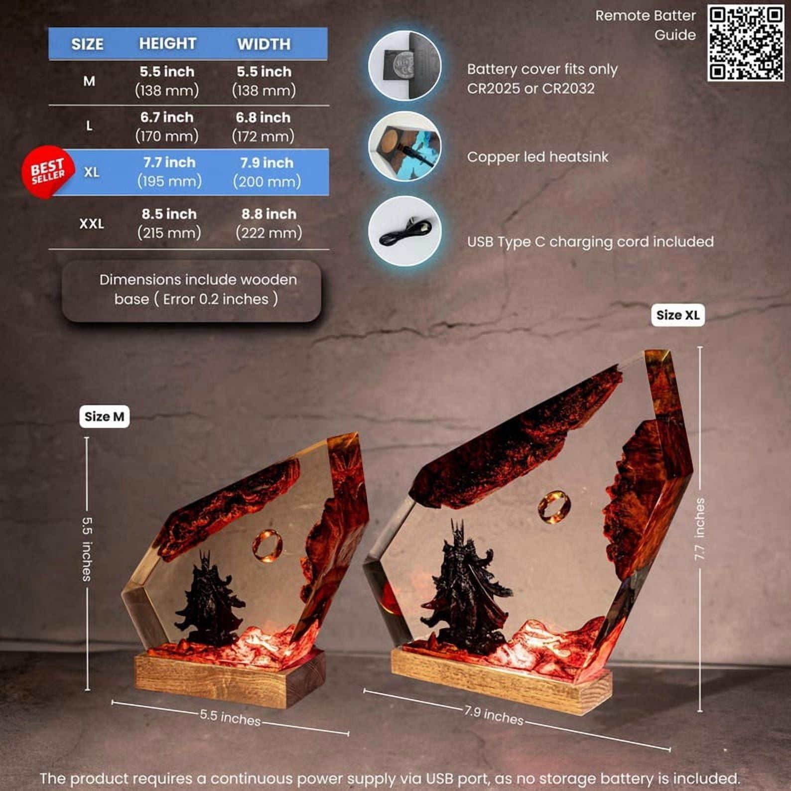 Ring of Flame Resin Lamp | Sauron Epoxy Night Light | Lord of the Rings Resin Lamp | Fantasy Night Lamp | One Ring Lava Lamp