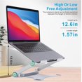 thumbnail image 3 of Laptop Stand with USB Ports,Adjustable Height Aluminum Laptop Mount Computer Stand with 4 Port USB 3.0 Hub,Notebook Holder Stand Compatible with MacBook Pro/Air HP,Samsung,All 10-15.6" Laptops, 3 of 8