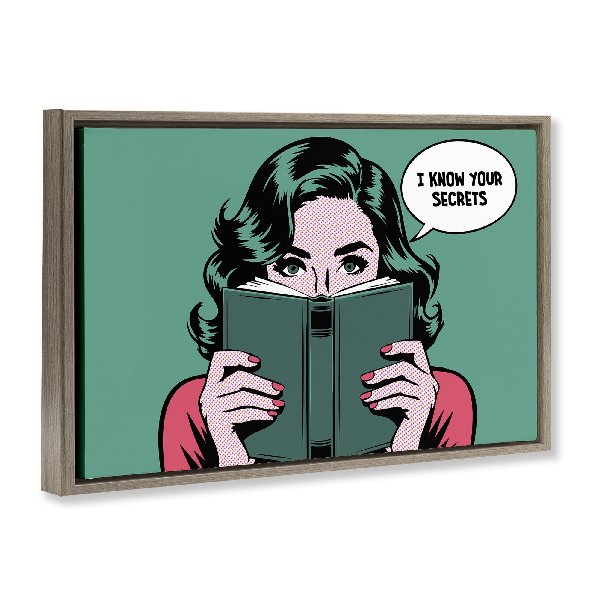 Stupell Industries Know Your Secrets Brown Framed Floater Canvas Wall Art, design by Andreas Magnusson
