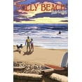 thumbnail image 3 of Folly Beach, South Carolina, Beach Scene and Surfers at Sunset (100% Cotton Tea Towel, Decorative Hand Towel, Kitchen and Home), 3 of 3