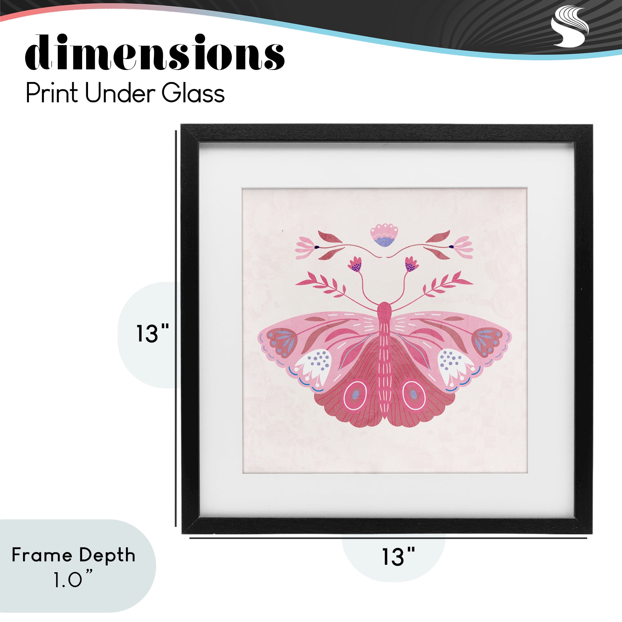 Stupell Industries Boho Pink Folk Butterfly Black Framed Print Under Glass, design by Kim Allen