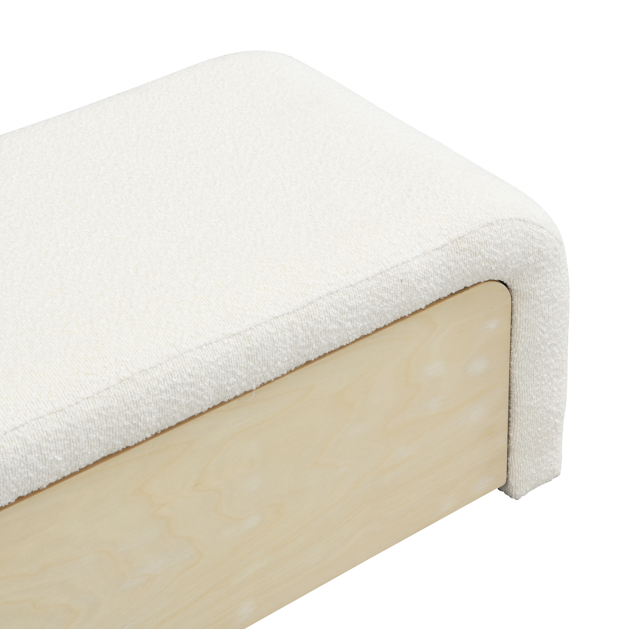 Christopher Knight Home Upholstered Ottoman with Solid Wood Drawer, Storage Footrest, White Boucle Fabric