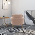 thumbnail image 3 of 29.5"Modern Accent Chair Armchair Upholstered Reading Chair Single Sofa Leisure Club Chair with Gold Metal Leg and Throw Pillow for Living Room Bedroom Dorm Room Office, Light Camel, 3 of 7