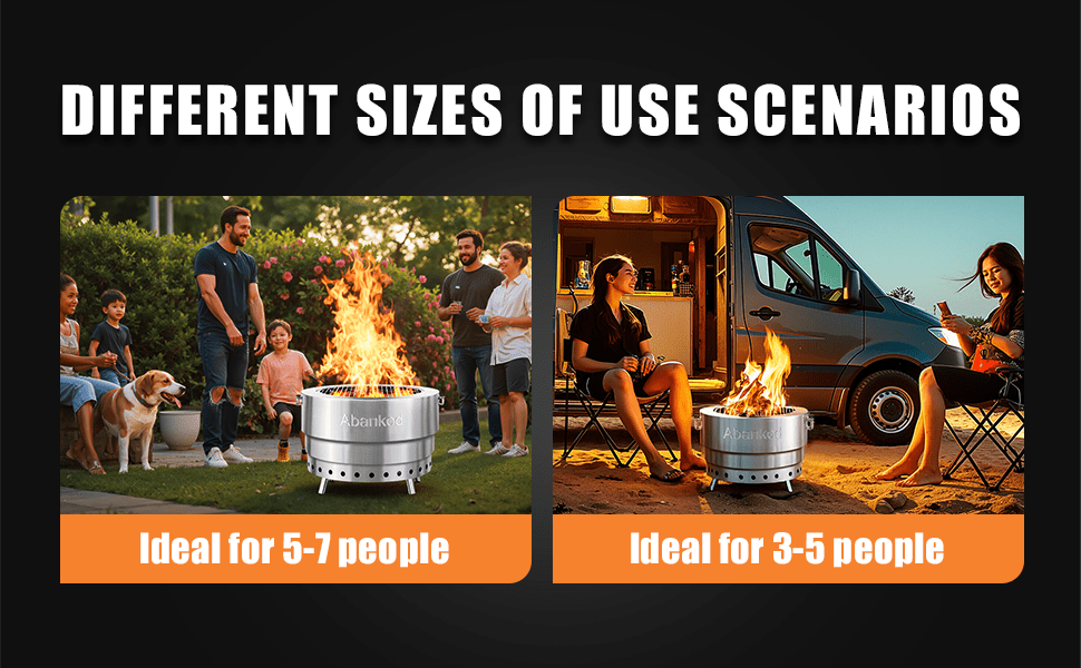 Smokeless Fire Pit for Outdoor - 19.5" Portable Stainless Steel Fire Pit with Foldable Design & Carry Bag Adjustable Height for Camping, Backyard, BBQ, Bonfires.