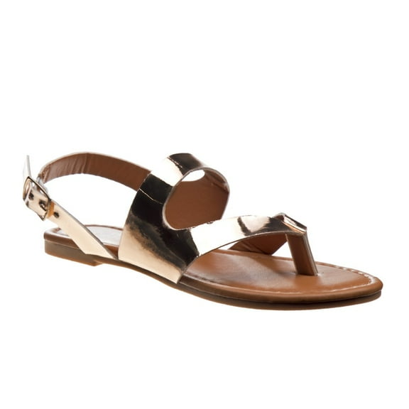 Petalia Girls Buckle Closure Open Toe Kids Sandals, Gold, 1